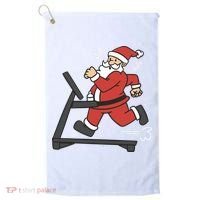 Santa Running On Treadmill Funny Fitness Golf Towel thumb 0
