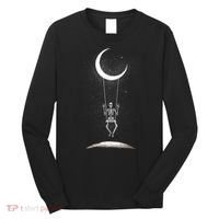 Skeleton Rock On Moon Spooky Halloween Rock Band Concerts Long Sleeve Shirt thumb 0
