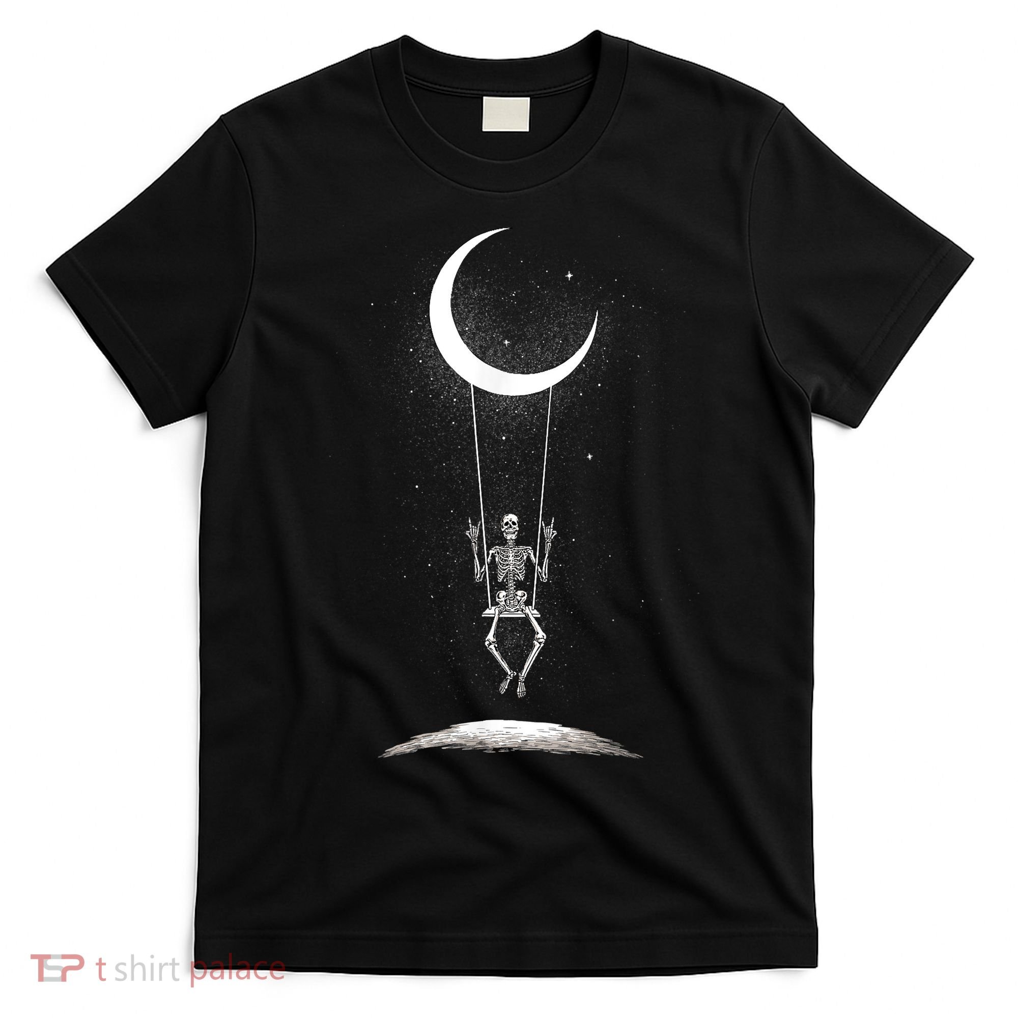 Skeleton Rock On Moon Spooky Halloween Rock Band Concerts T-Shirt