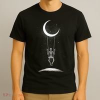 Skeleton Rock On Moon Spooky Halloween Rock Band Concerts T-Shirt thumb 3