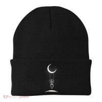 Skeleton Rock On Moon Spooky Halloween Rock Band Concerts Beanie thumb 0