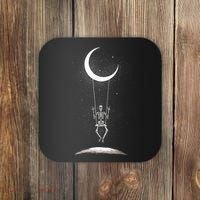 Skeleton Rock On Moon Spooky Halloween Rock Band Concerts Coaster thumb 0
