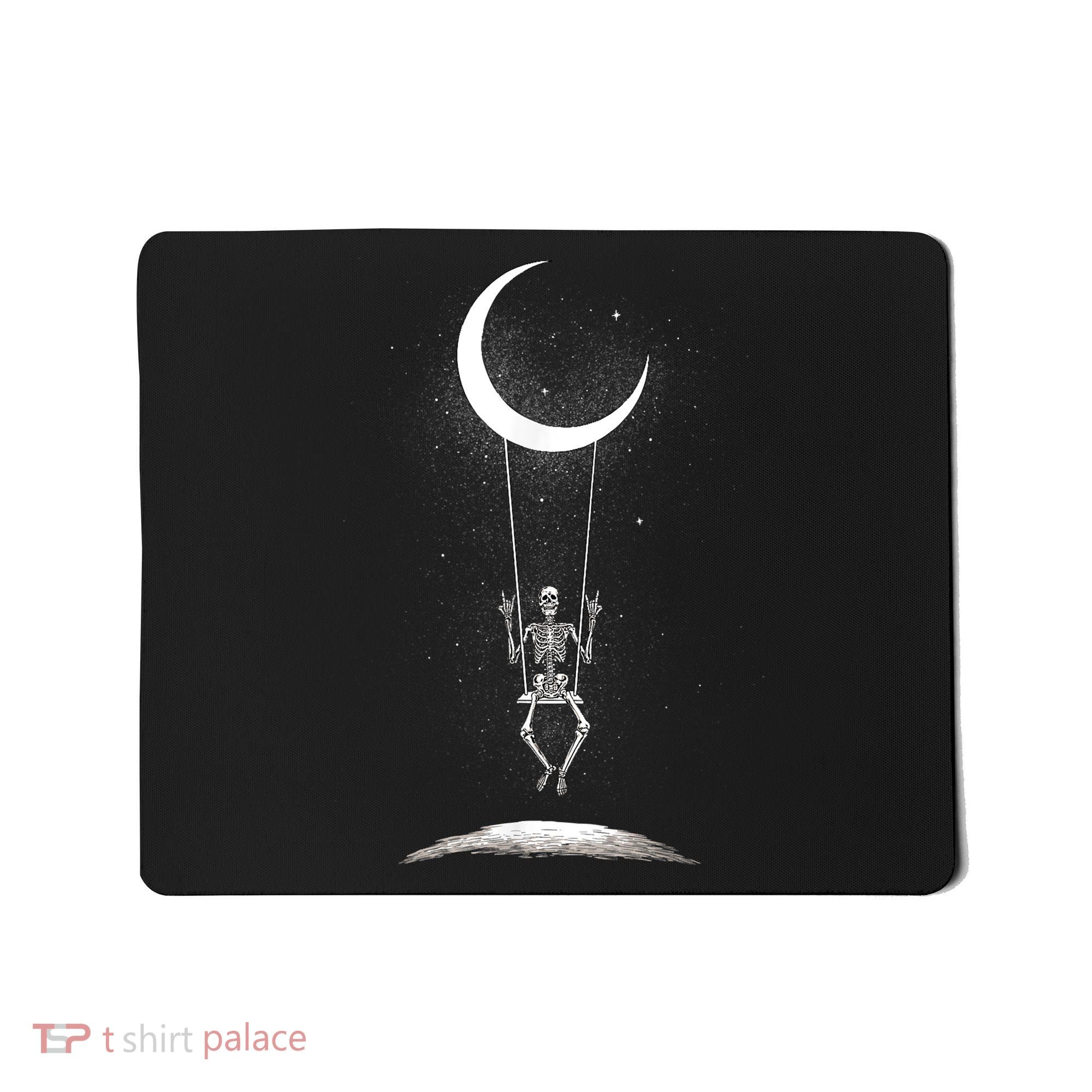 Skeleton Rock On Moon Spooky Halloween Rock Band Concerts Mousepad