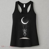Skeleton Rock On Moon Spooky Halloween Rock Band Concerts Women's Tank Top thumb 3