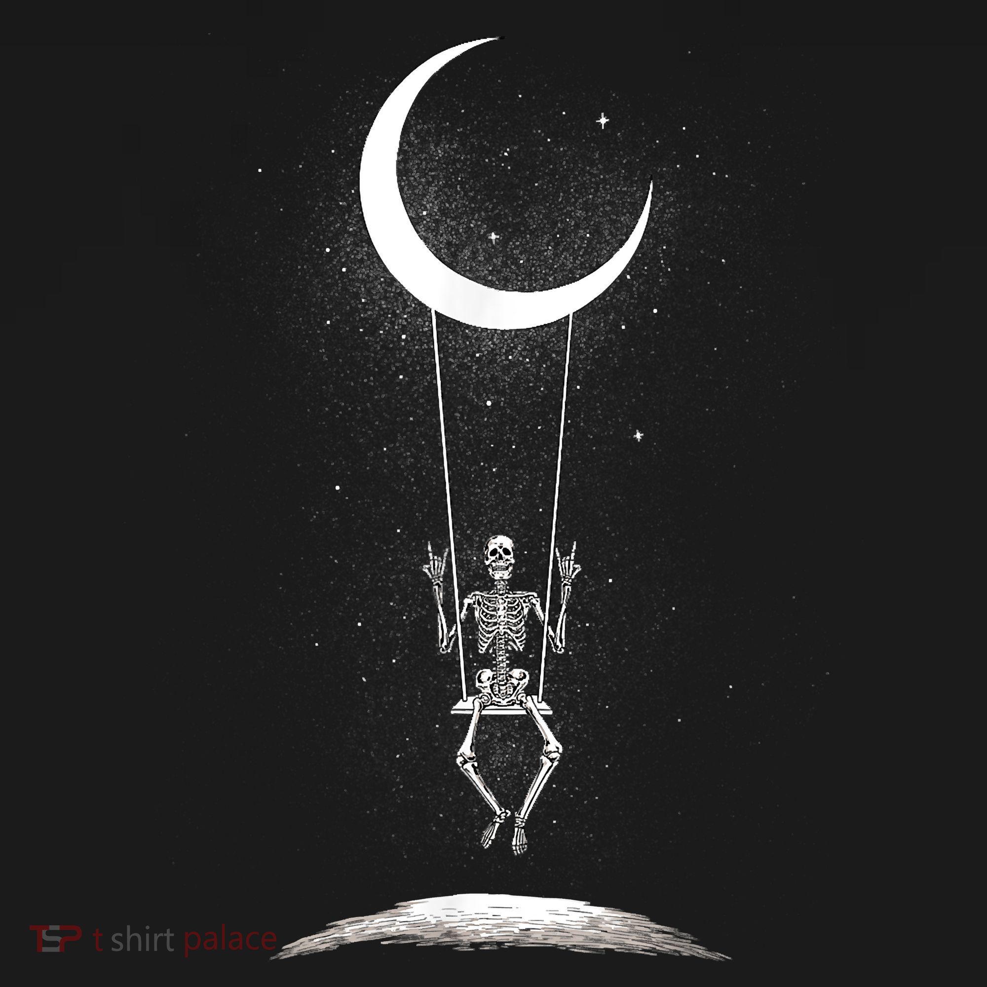 Skeleton Rock On Moon Spooky Halloween Rock Band Concerts Women's Tank Top