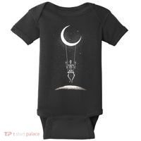 Skeleton Rock On Moon Spooky Halloween Rock Band Concerts Baby Bodysuit thumb 0