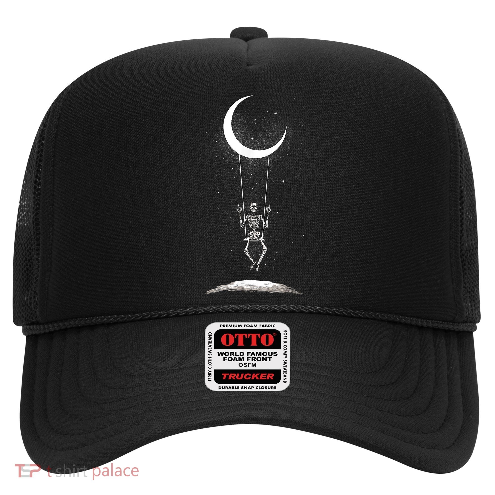 Skeleton Rock On Moon Spooky Halloween Rock Band Concerts Hat