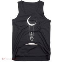 Skeleton Rock On Moon Spooky Halloween Rock Band Concerts Tank Top thumb 0
