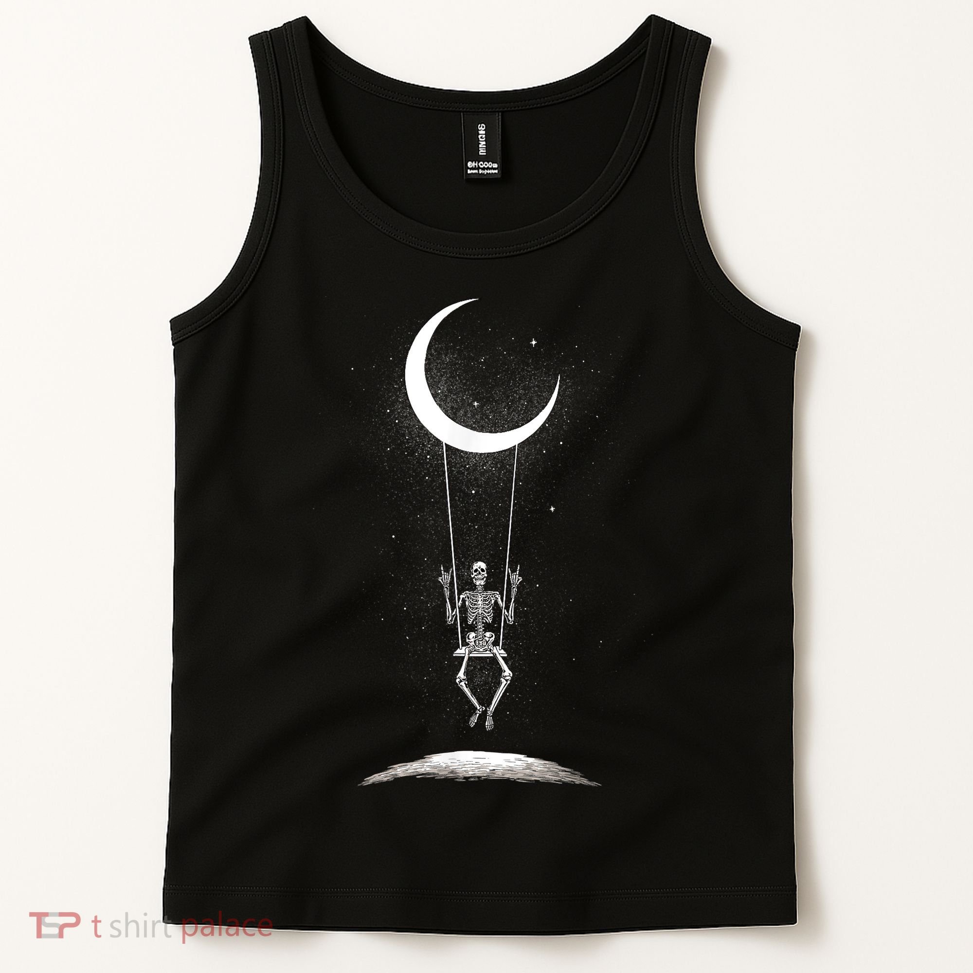Skeleton Rock On Moon Spooky Halloween Rock Band Concerts Tank Top
