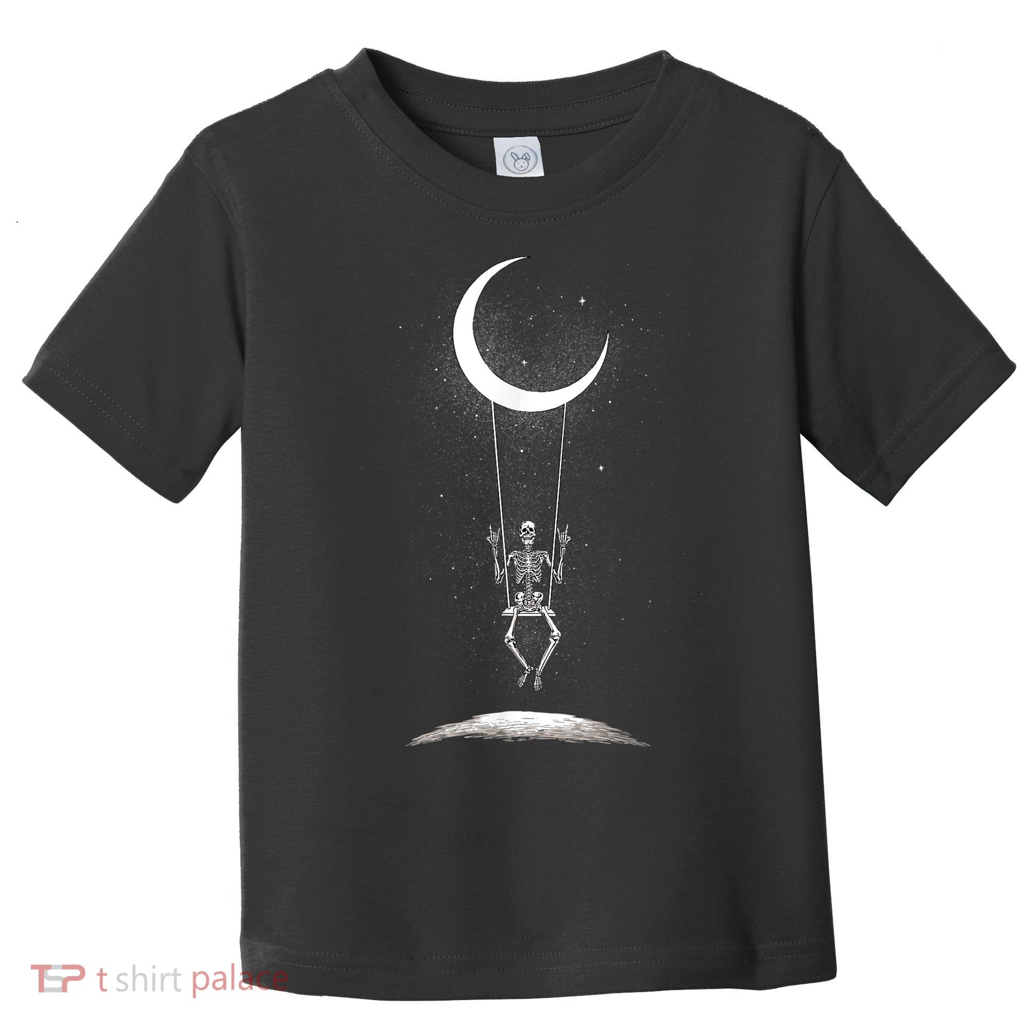 Skeleton Rock On Moon Spooky Halloween Rock Band Concerts Toddler T-Shirt