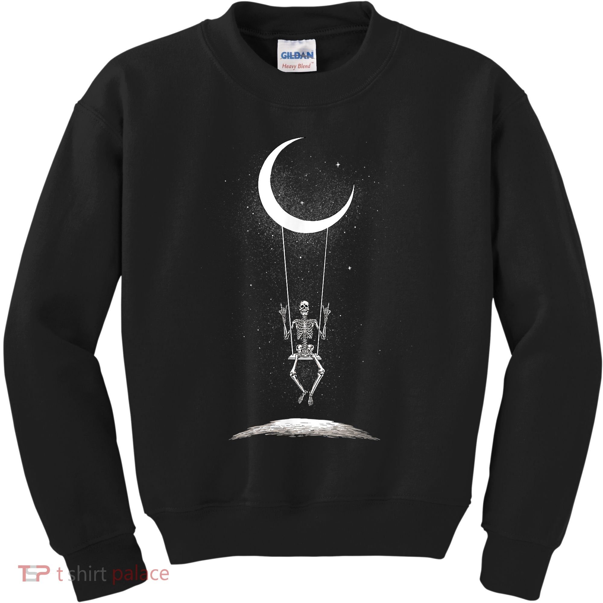 Skeleton Rock On Moon Spooky Halloween Rock Band Concerts Kids Sweatshirt
