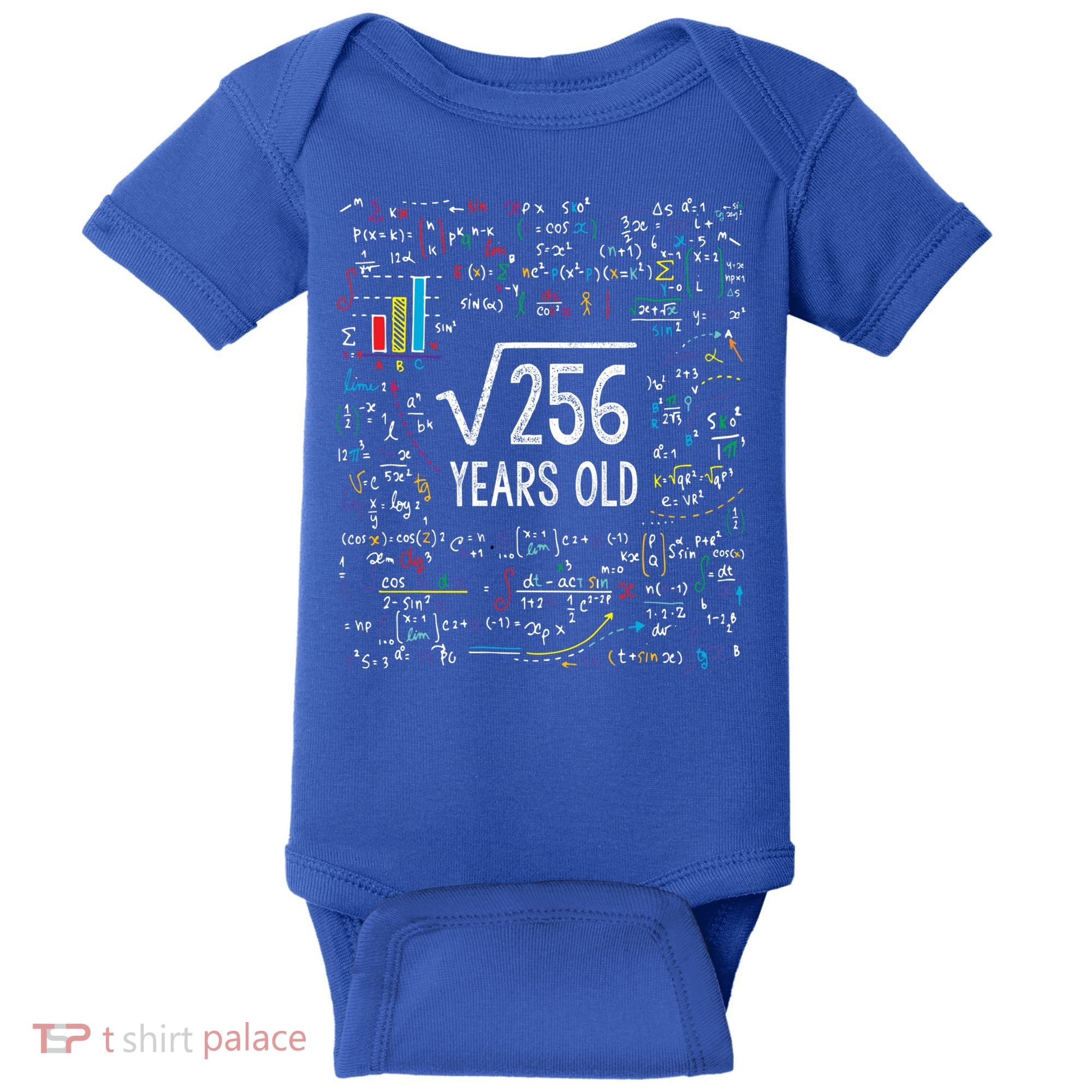 Square Root Of 256 16th Birthday Funny Gift 16 Year Old Gifts Math Bday Baby Bodysuit