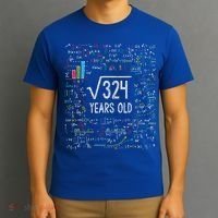 Square Root Of 324 18th Birthday 18 Year Old Funny Gift Math Bday Cute Gift T-Shirt thumb 3