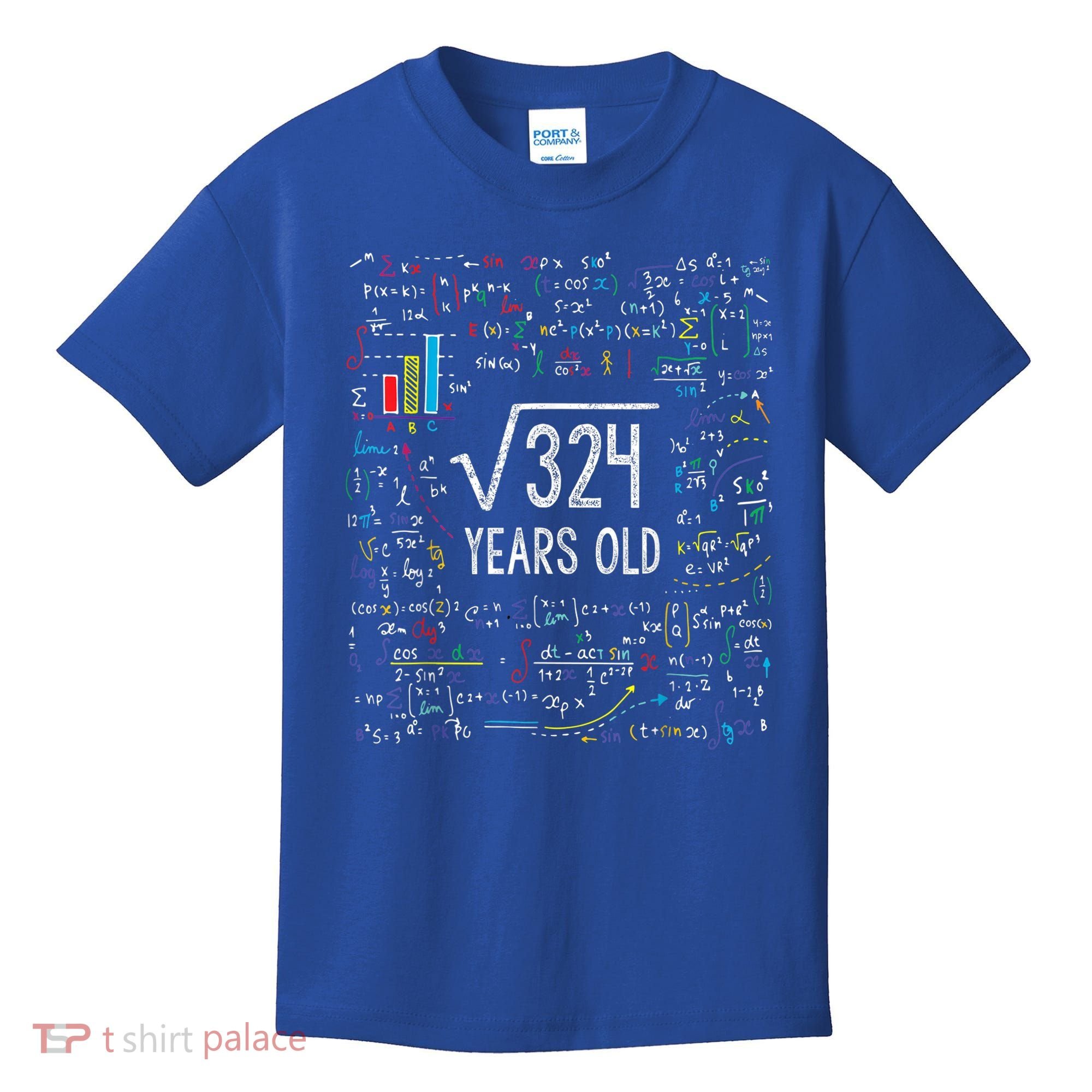 Square Root Of 324 18th Birthday 18 Year Old Funny Gift Math Bday Cute Gift Kids T-Shirt