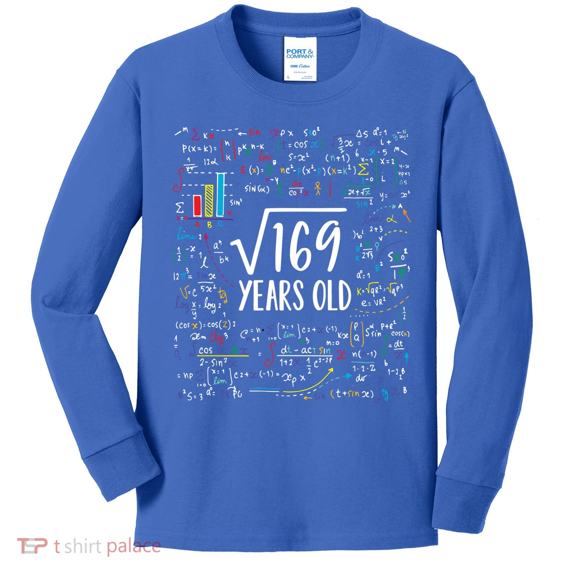Square Root Of 169 13th Birthday Gift 13 Year Old Gifts Math Bday Gift Kids Long Sleeve Shirt