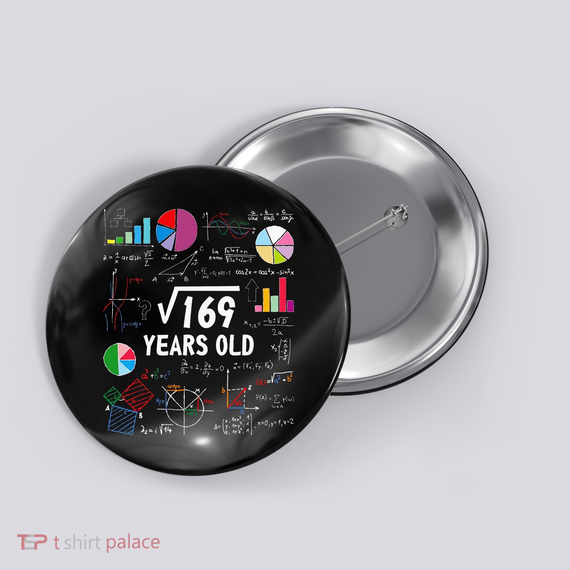 Square Root Of 169 13th Birthday 13 Year Old Math Nerd Button