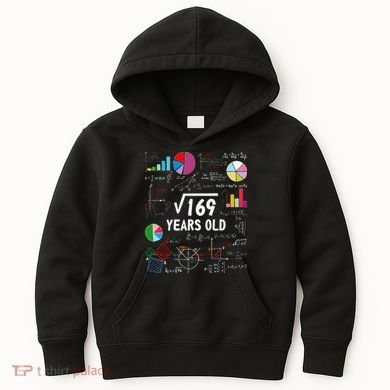 Square Root Of 169 13th Birthday 13 Year Old Math Nerd Kids Hoodie