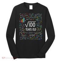 Square Root Of 100 10th Birthday 10 Year Old Gifts Math Bday Long Sleeve Shirt thumb 0