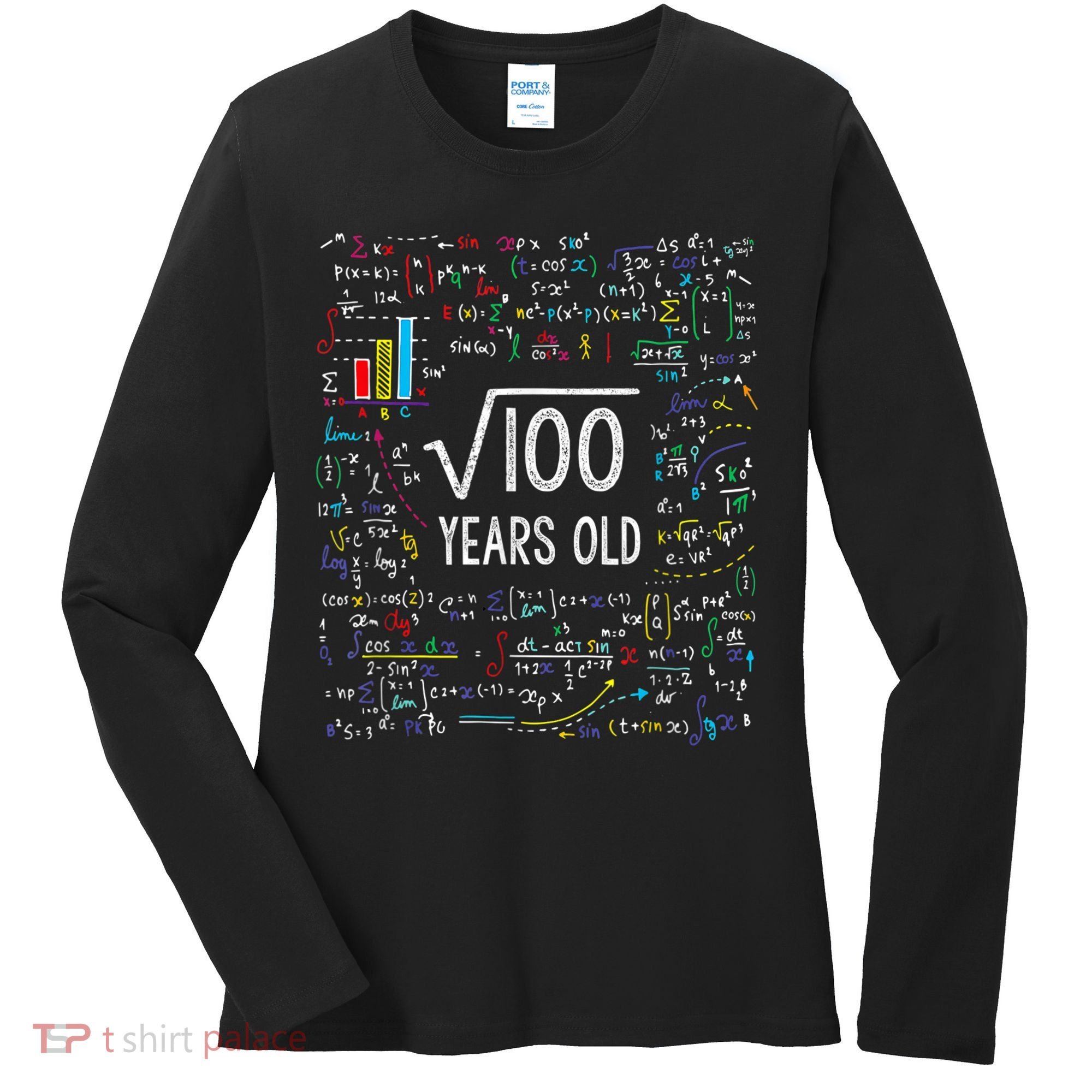 Square Root Of 100 10th Birthday 10 Year Old Gifts Math Bday Women's Long Sleeve Shirt