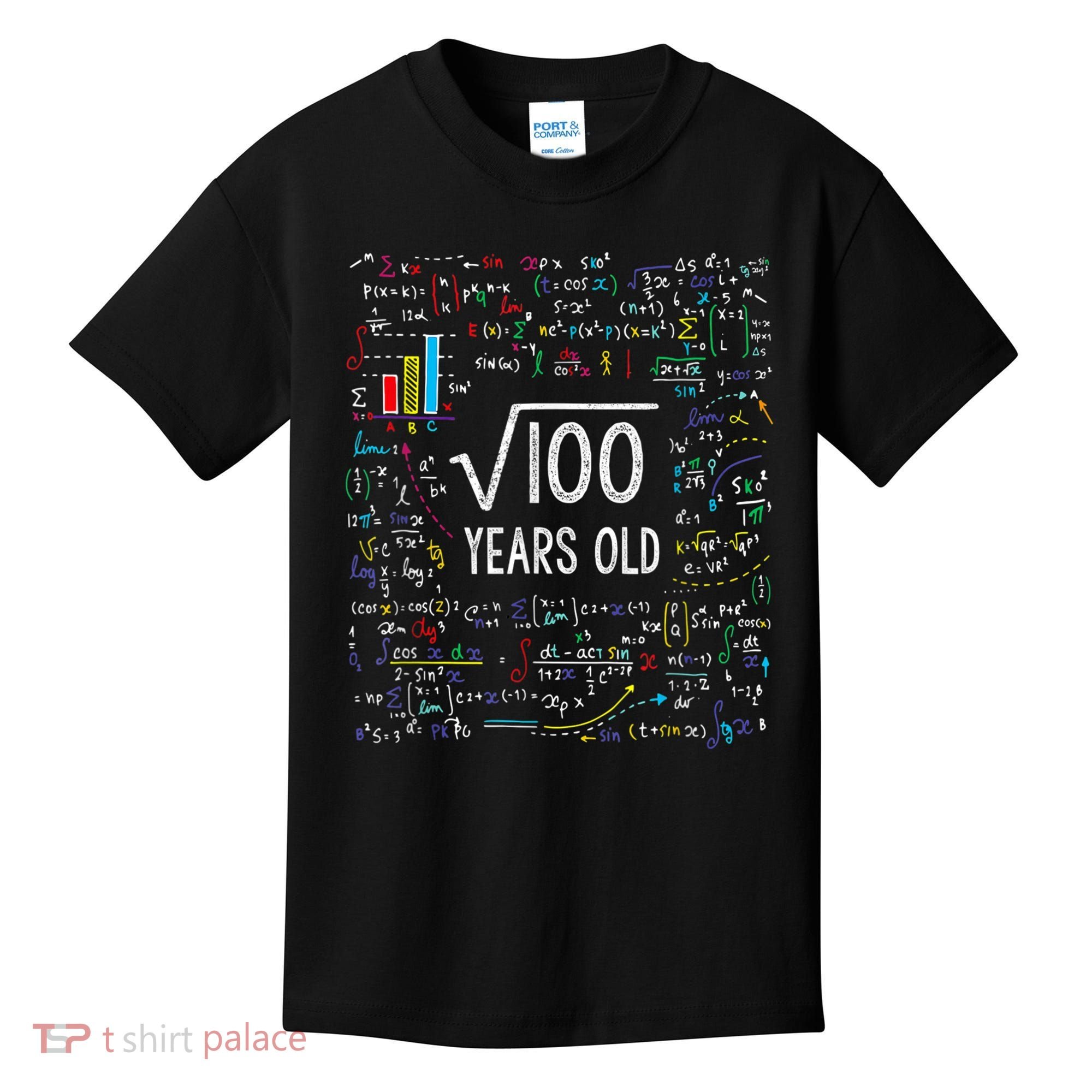 Square Root Of 100 10th Birthday 10 Year Old Gifts Math Bday Kids T-Shirt