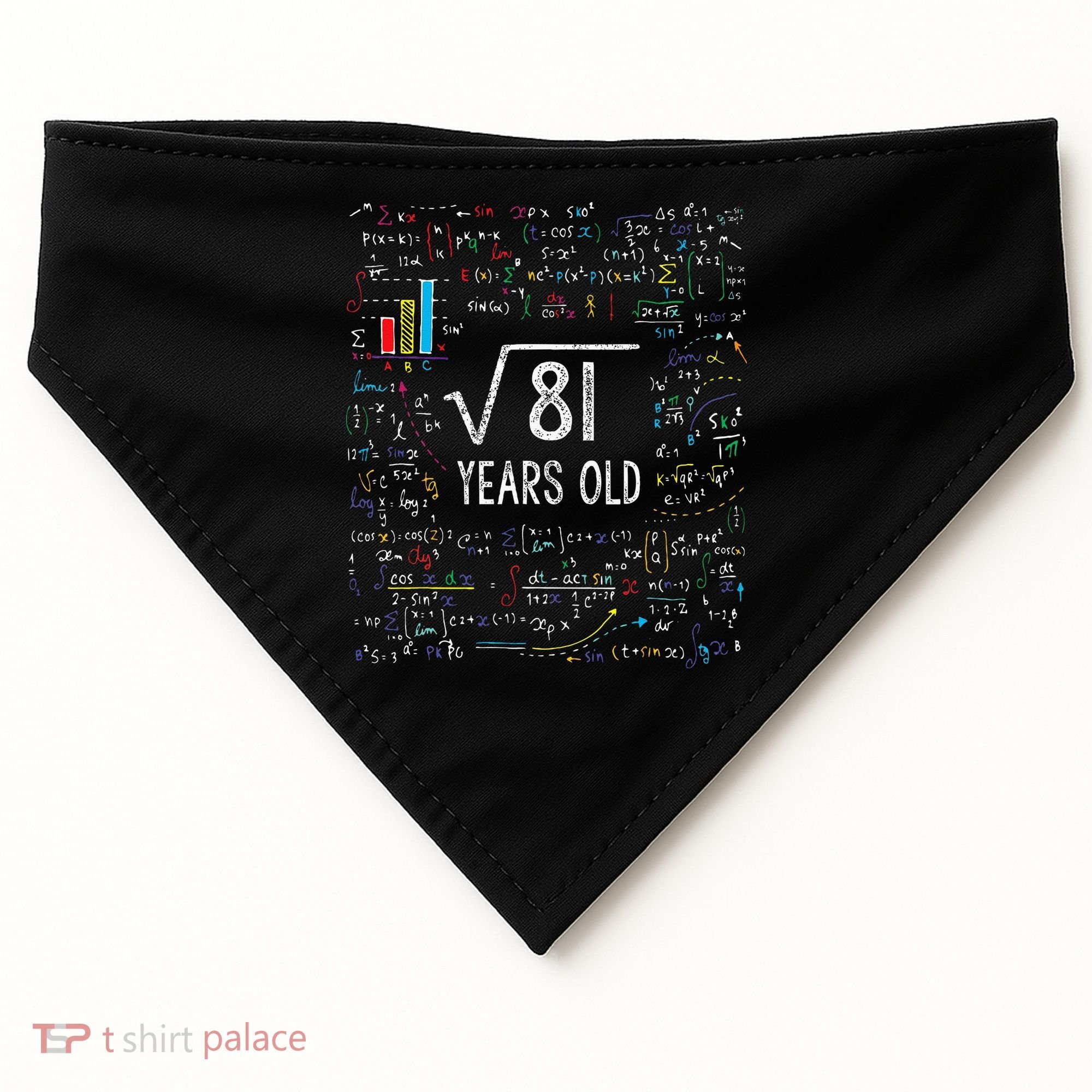 Square Root Of 81 9th Birthday 9 Year Old Gifts Math Bday USA-Made Doggie Bandana