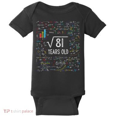 Square Root Of 81 9th Birthday 9 Year Old Gifts Math Bday Baby Bodysuit