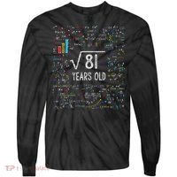 Square Root Of 81 9th Birthday 9 Year Old Gifts Math Bday Tie-Dye Long Sleeve Shirt thumb 0