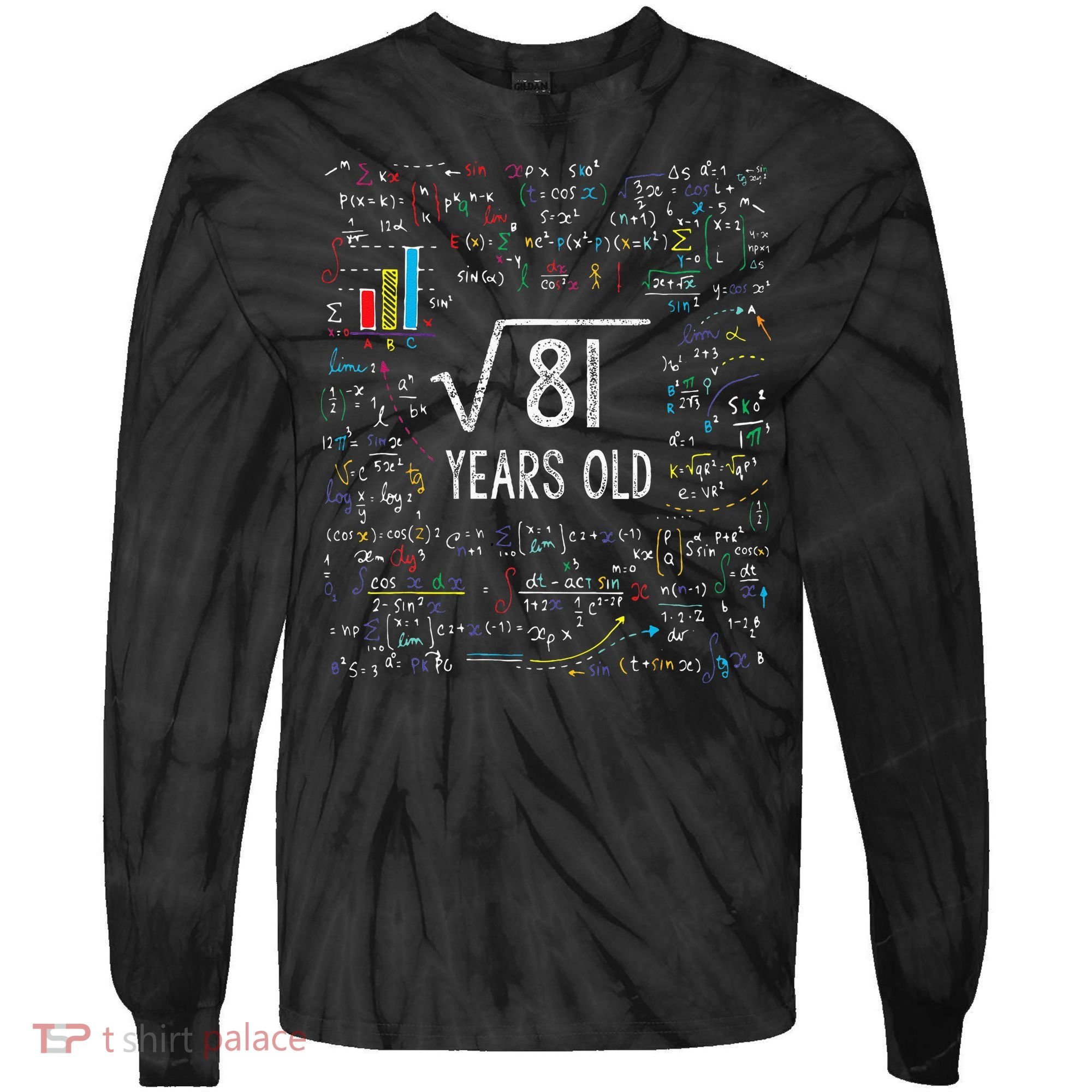 Square Root Of 81 9th Birthday 9 Year Old Gifts Math Bday Tie-Dye Long Sleeve Shirt