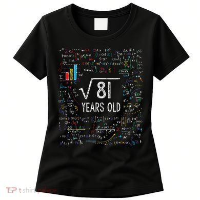 Square Root Of 81 9th Birthday 9 Year Old Gifts Math Bday Women's T-Shirt