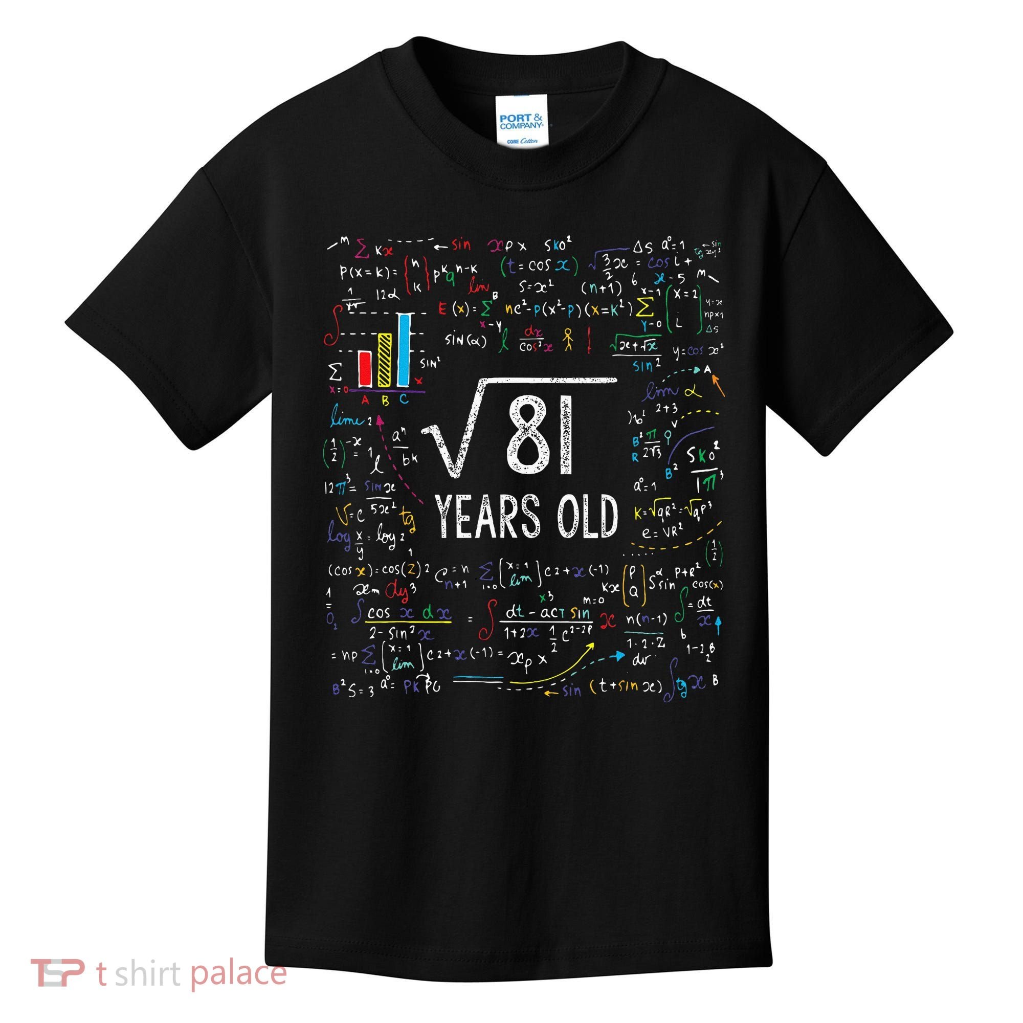 Square Root Of 81 9th Birthday 9 Year Old Gifts Math Bday Kids T-Shirt