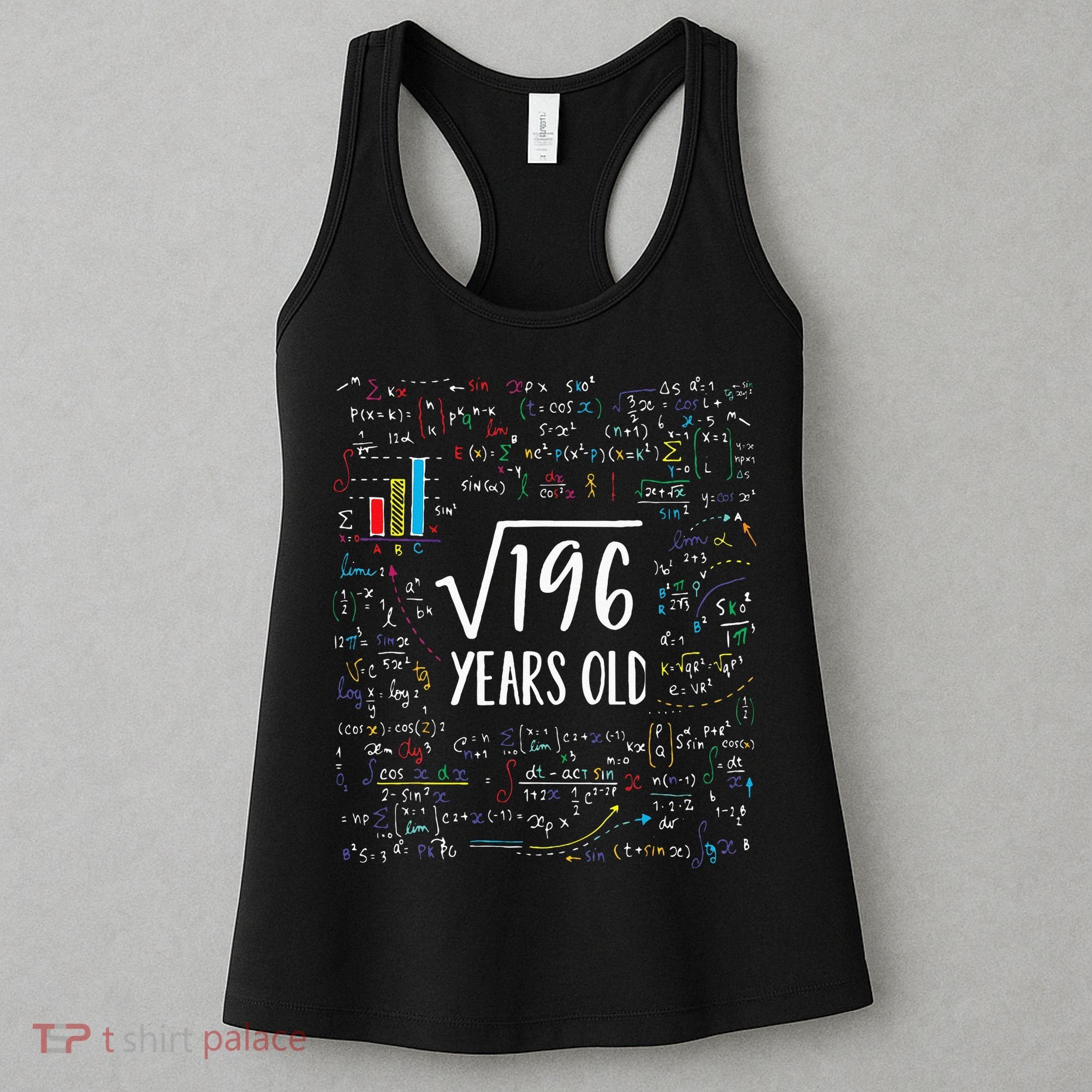 Square Root Of 196 14th Birthday 14 Year Old Gifts Math Bday Women's Tank Top