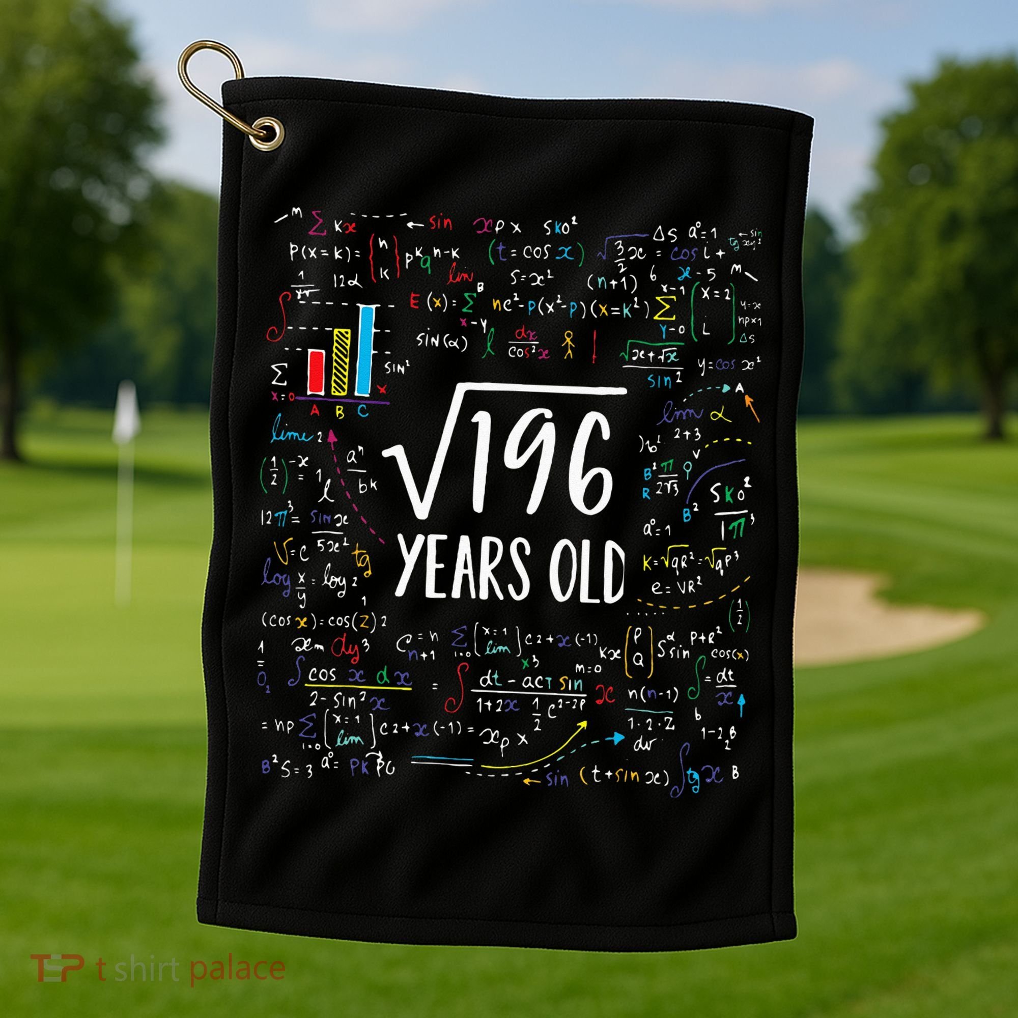 Square Root Of 196 14th Birthday 14 Year Old Gifts Math Bday Golf Towel