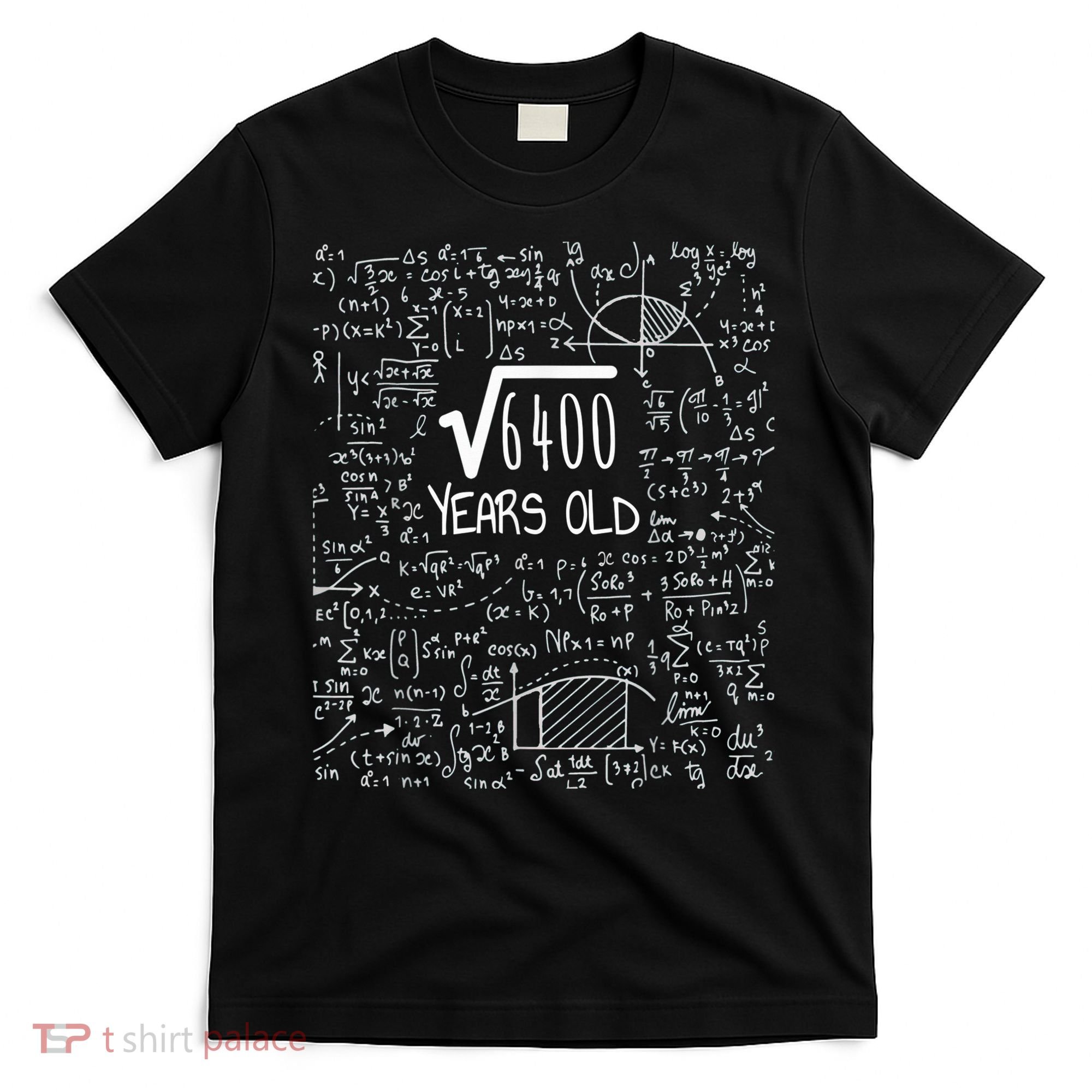Square Root of 6400: 80 Years Old - 80th Birthday T-Shirt
