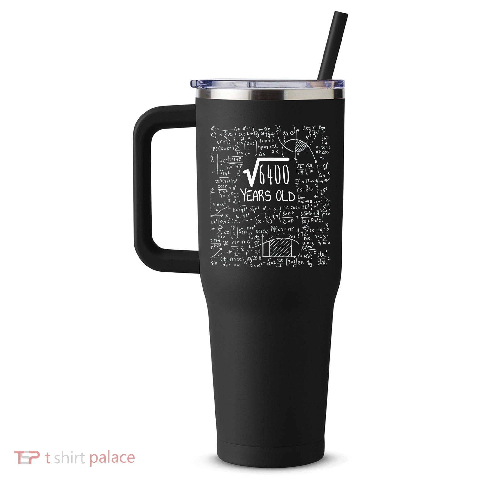 Square Root of 6400: 80 Years Old - 80th Birthday 40oz Vacuum Insulated Stainless Steel Travel Tumbler