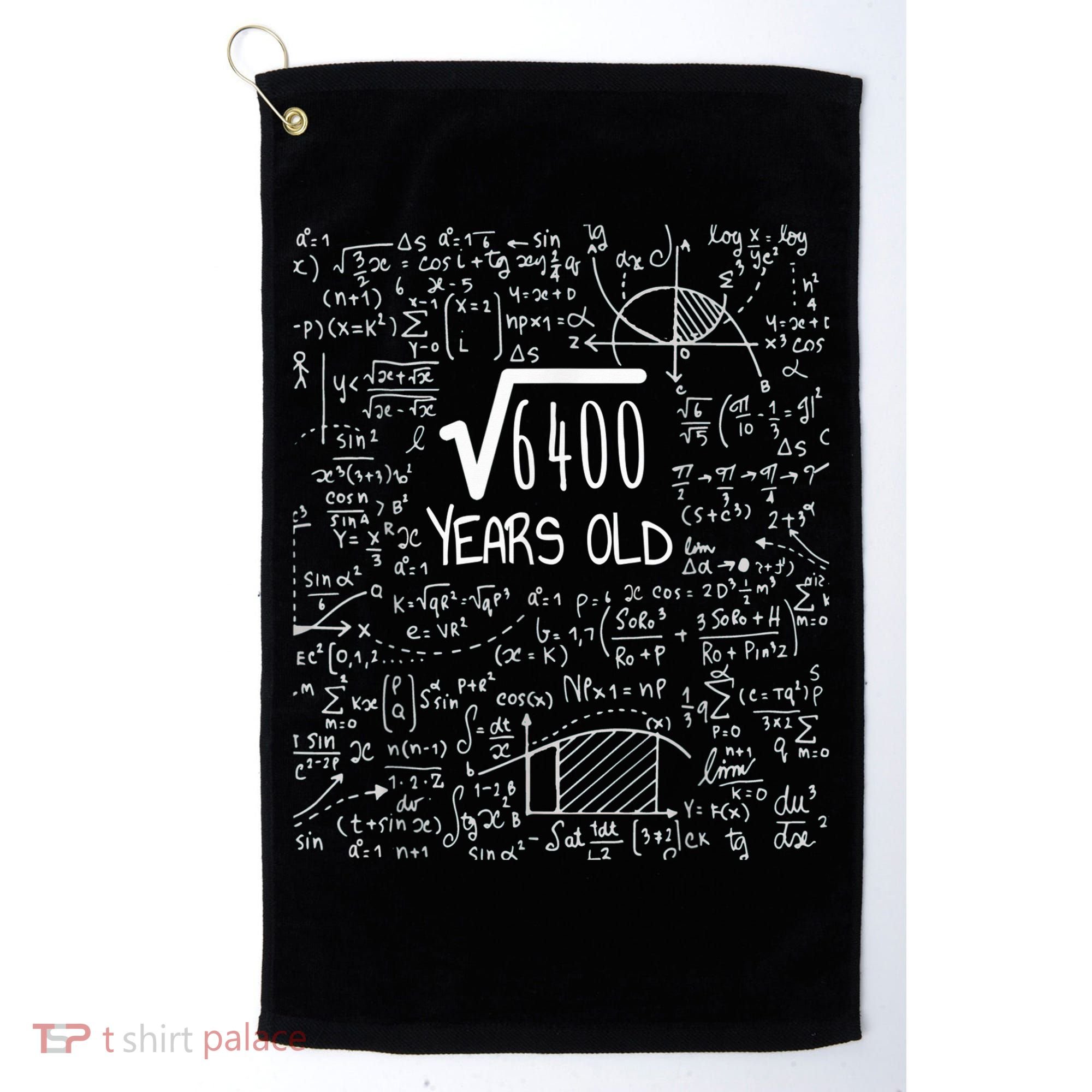 Square Root of 6400: 80 Years Old - 80th Birthday Golf Towel
