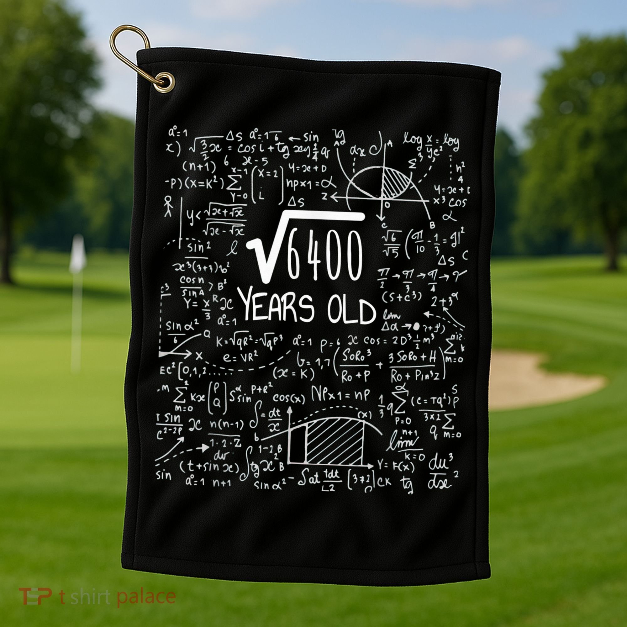 Square Root of 6400: 80 Years Old - 80th Birthday Golf Towel