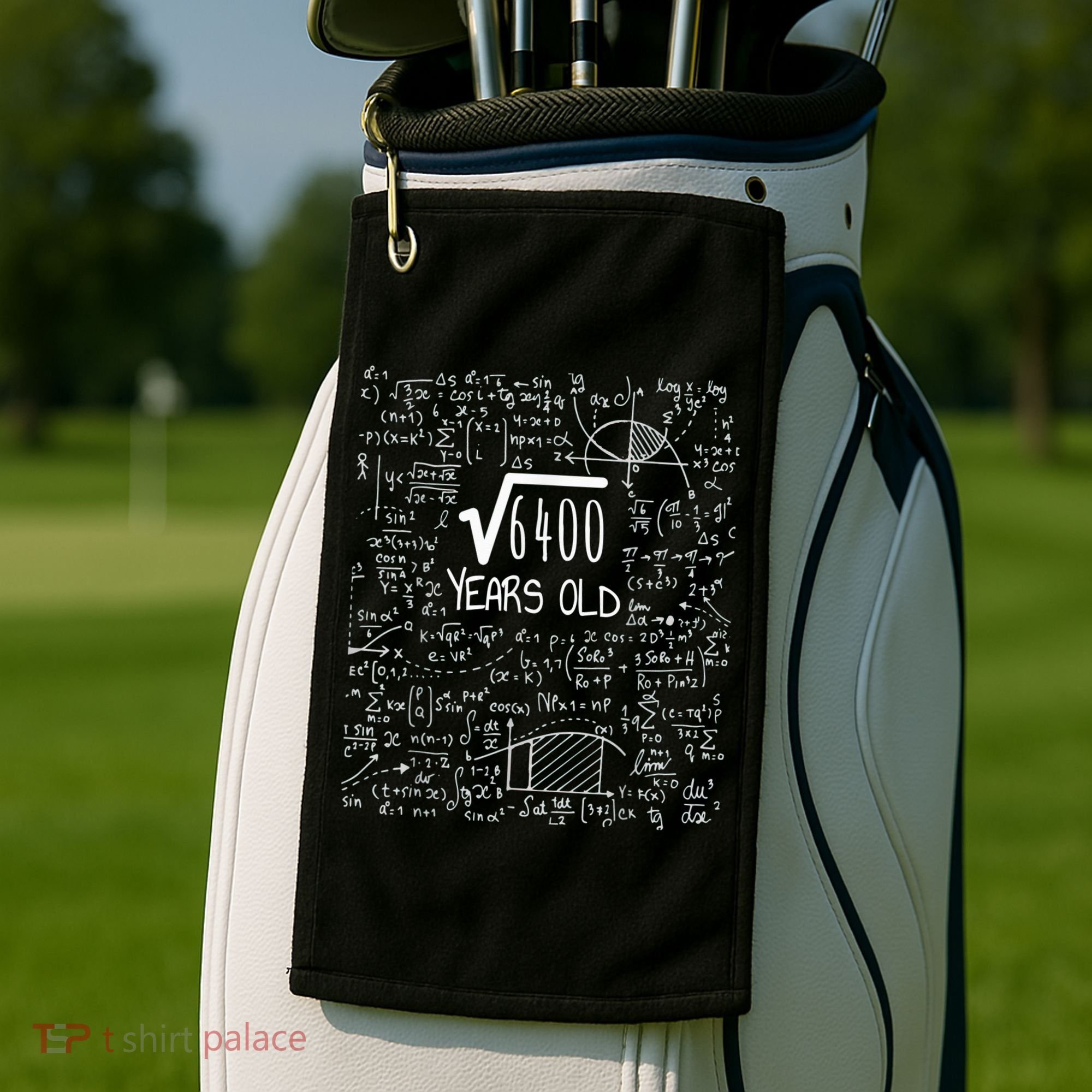 Square Root of 6400: 80 Years Old - 80th Birthday Golf Towel