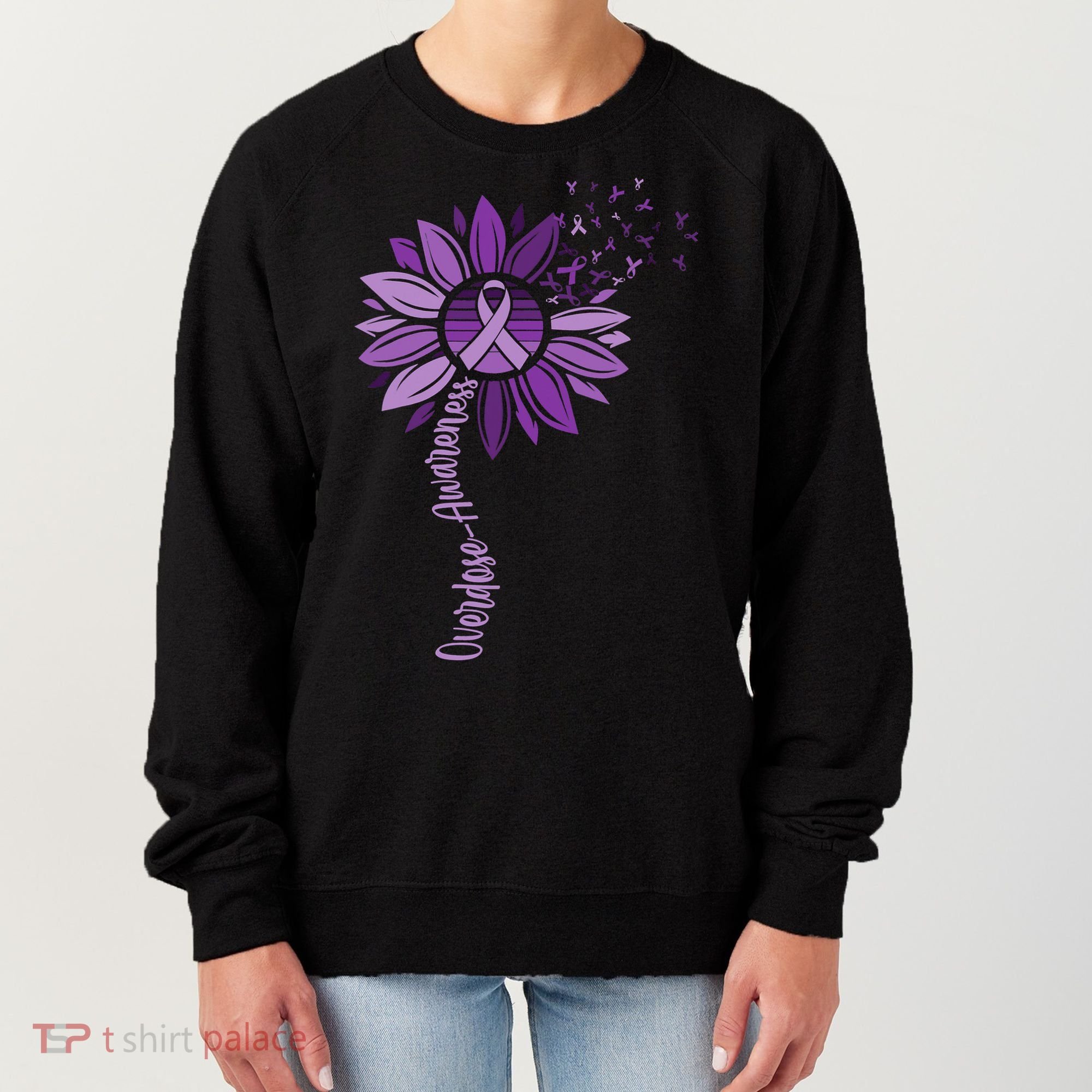 Sunflower Ribbons Overdose Awareness Women's Sweatshirt