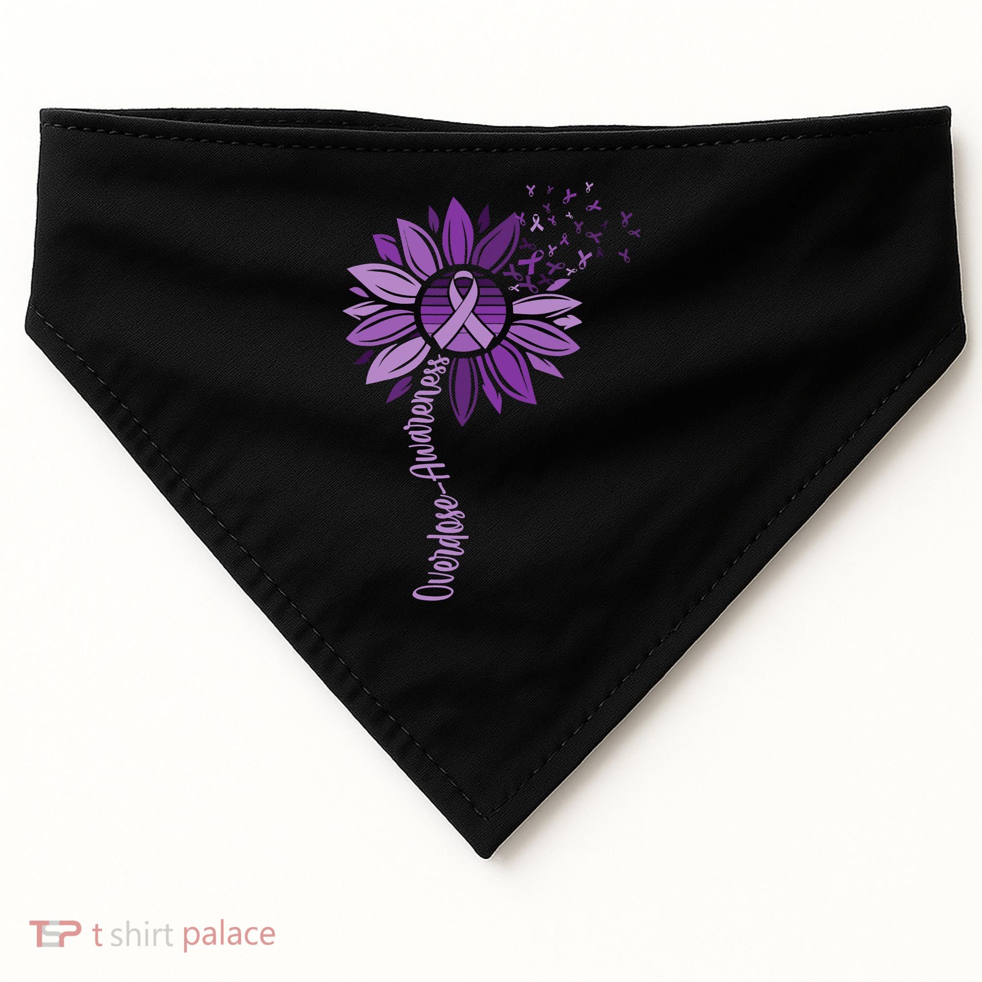 Sunflower Ribbons Overdose Awareness USA-Made Doggie Bandana