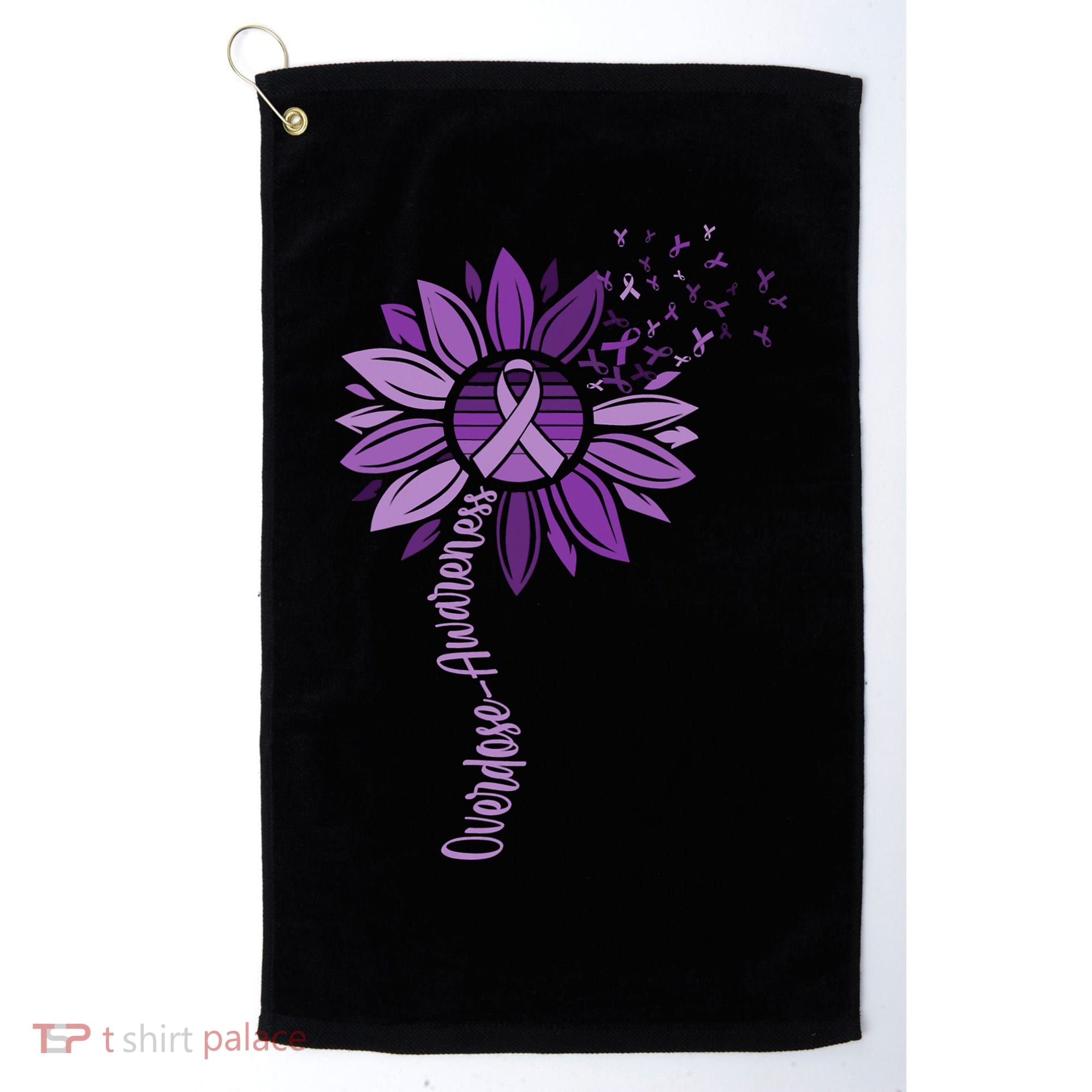 Sunflower Ribbons Overdose Awareness Golf Towel
