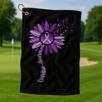 Sunflower Ribbons Overdose Awareness Golf Towel thumb 1