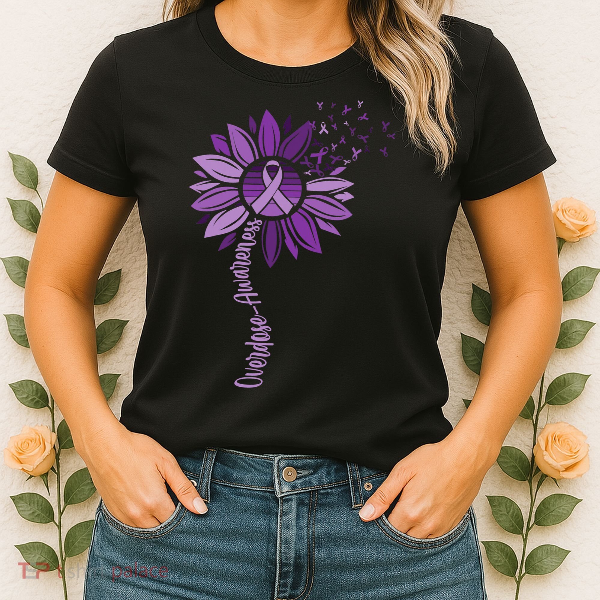 Sunflower Ribbons Overdose Awareness Women's T-Shirt