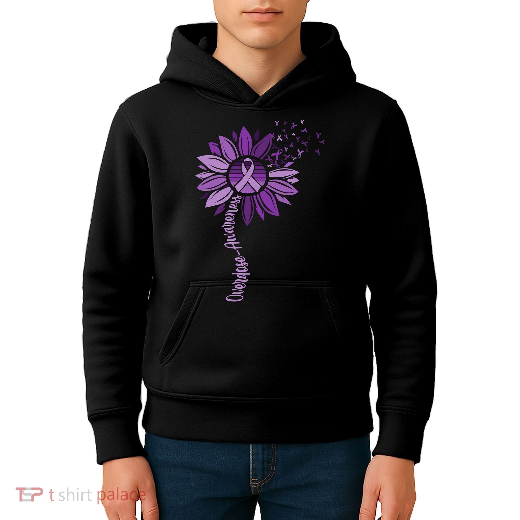 Sunflower Ribbons Overdose Awareness Kids Hoodie