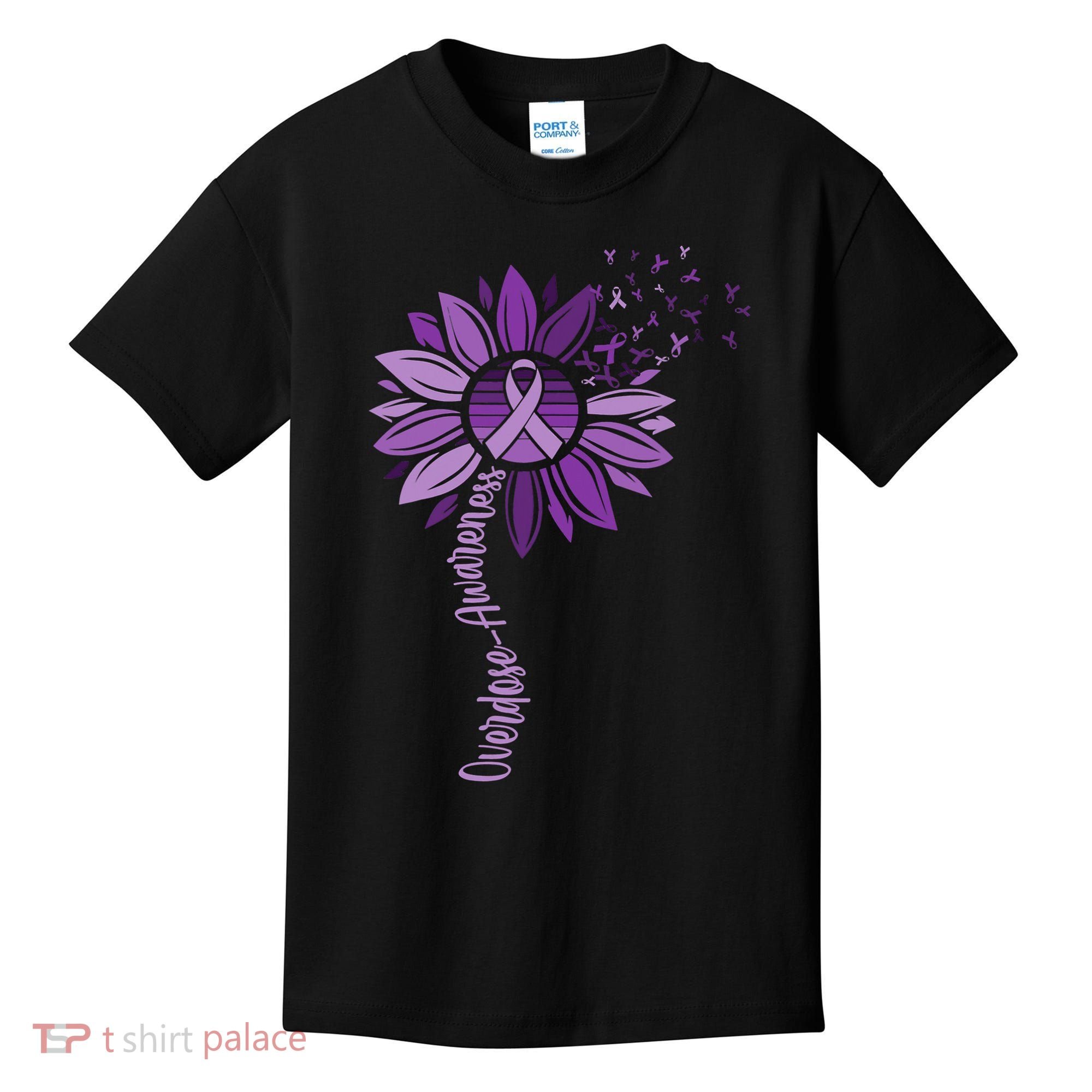 Sunflower Ribbons Overdose Awareness Kids T-Shirt