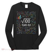 Square Root Of 100 10th Birthday 10 Year Old Gifts Math Bday Long Sleeve Shirt thumb 0