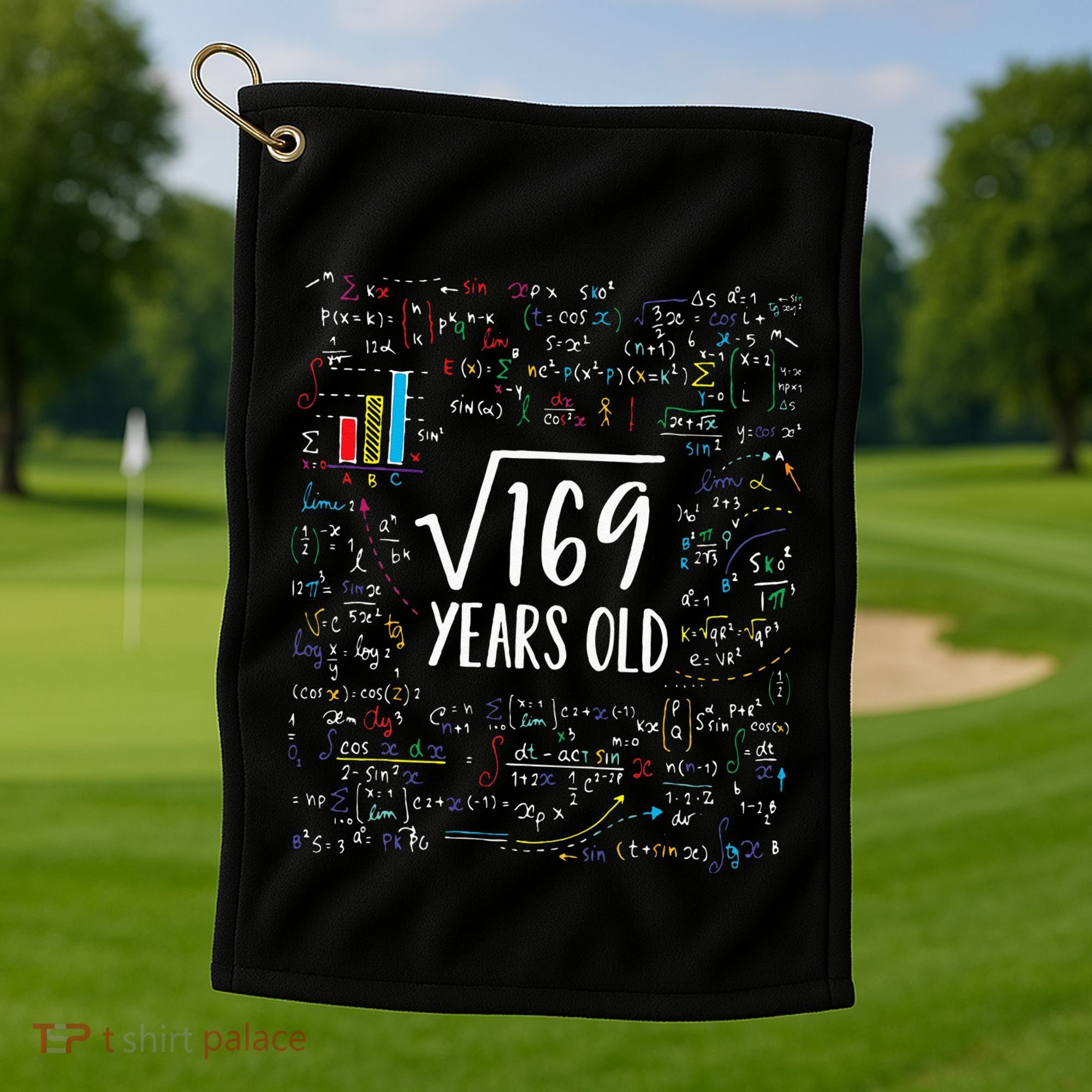 Square Root Of 169 13th Birthday 13 Year Old Gifts Math Bday Golf Towel