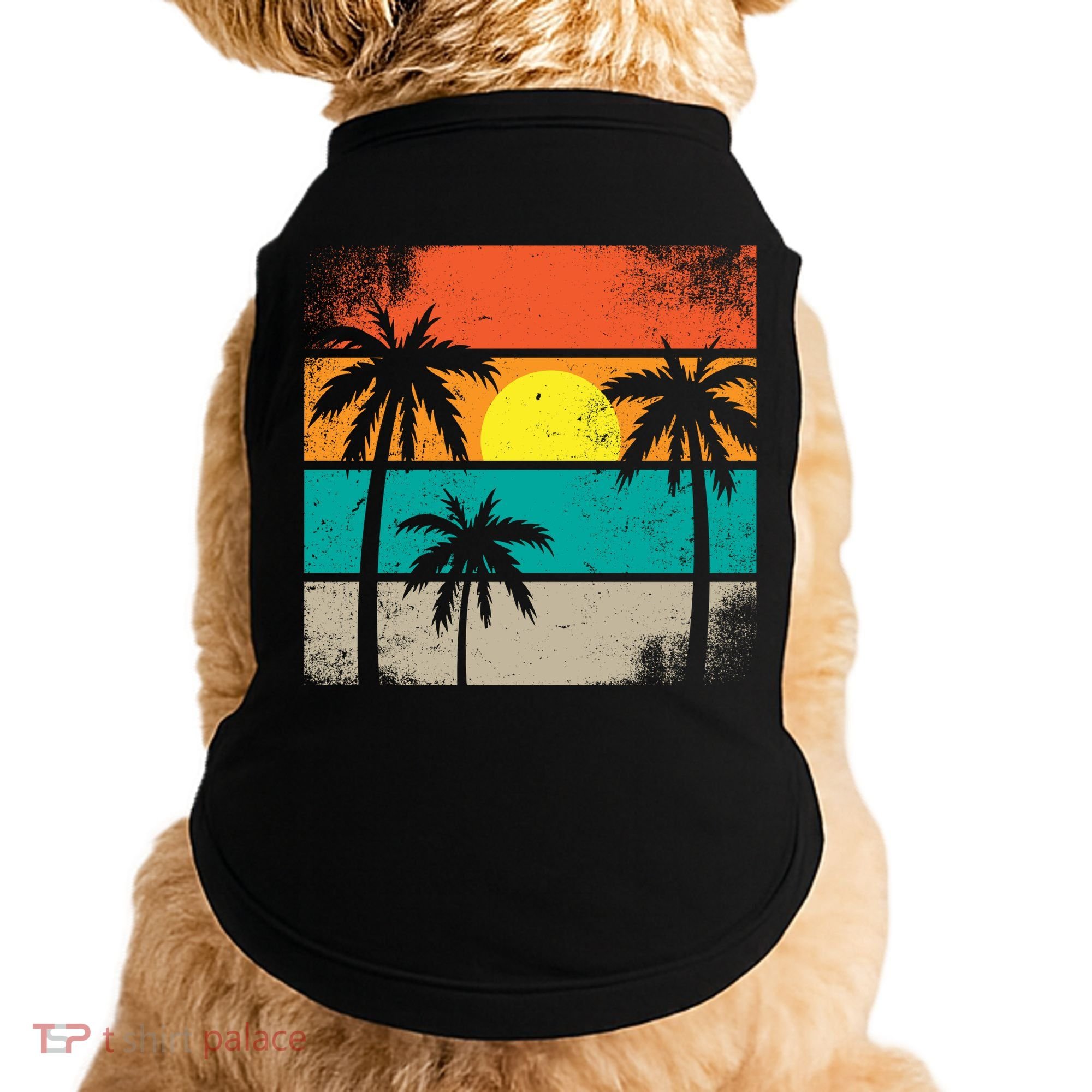 Summer Retro Palm Trees Tropical Doggie Tank