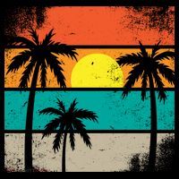 Summer Retro Palm Trees Tropical Doggie Tank thumb 4