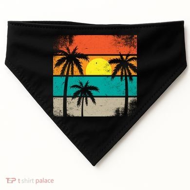 Summer Retro Palm Trees Tropical USA-Made Doggie Bandana