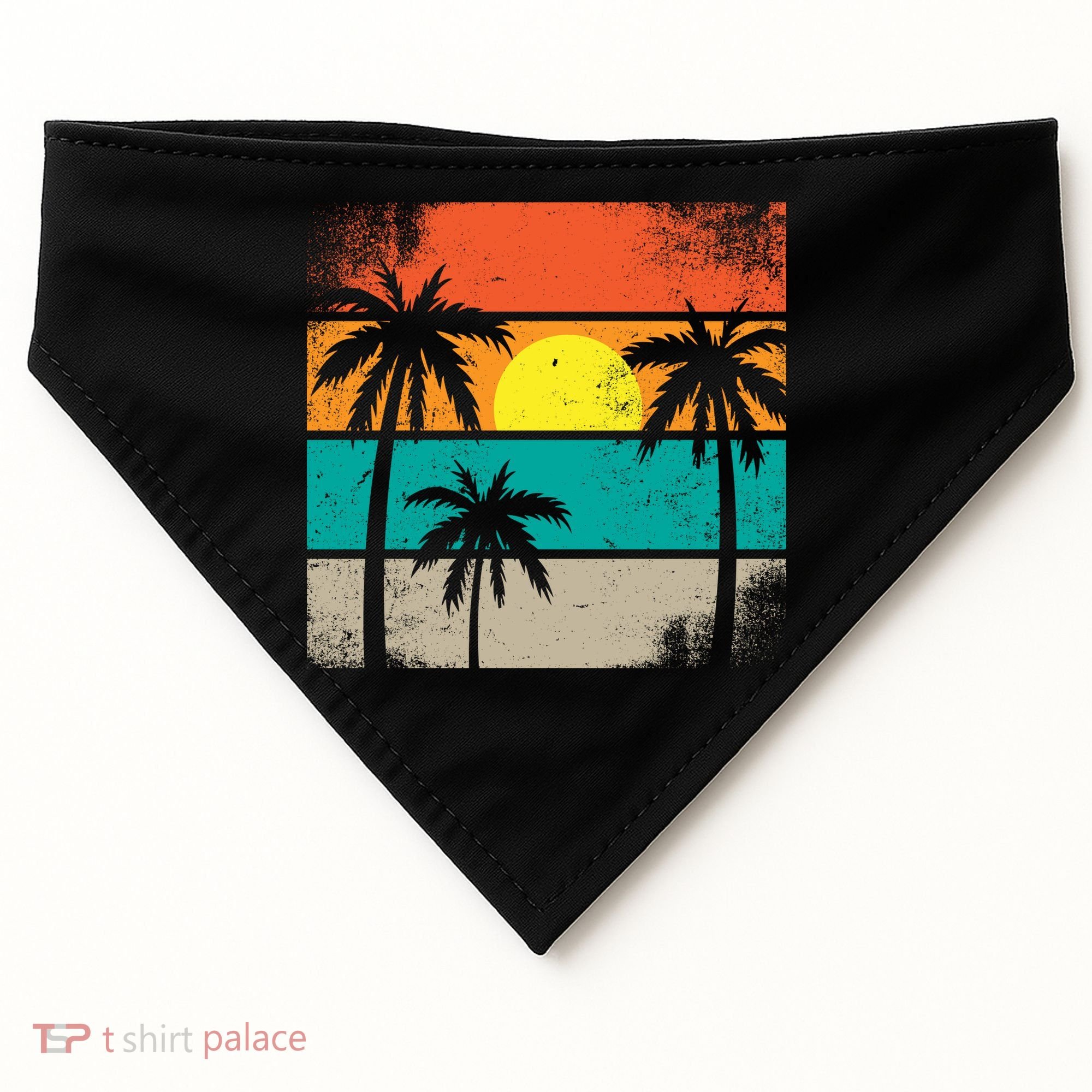 Summer Retro Palm Trees Tropical USA-Made Doggie Bandana